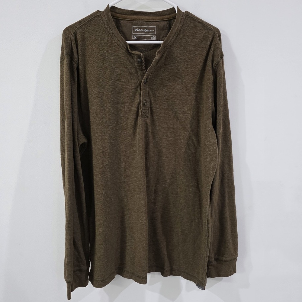 Eddie Bauer Mens Thermal Henley Shirt Size Large Tall Hiking Camping Outdoor